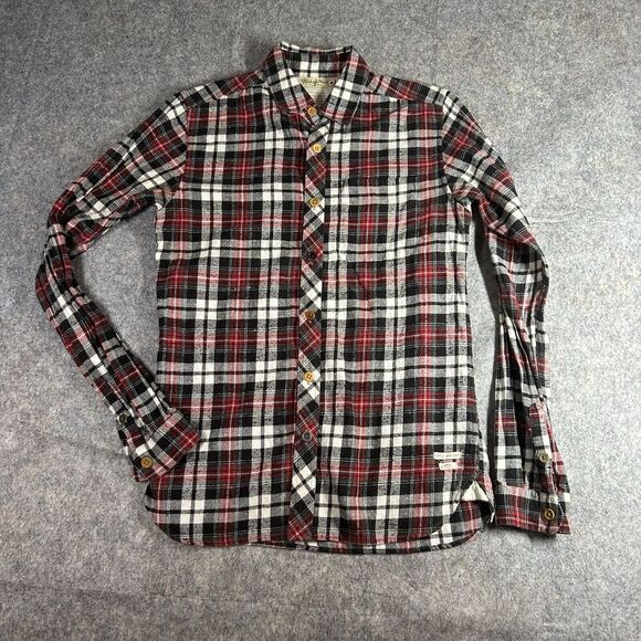 Scotch Soda Flannel Shirt Mens Small Red Plaid Button Down Woven In Japan - Picture 1 of 8